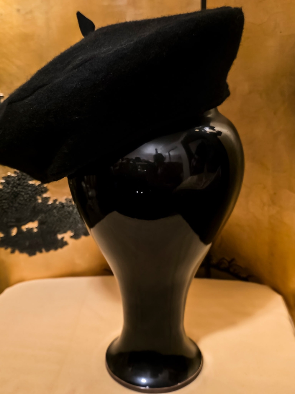 Classic Black Wool Beret Hat - french style